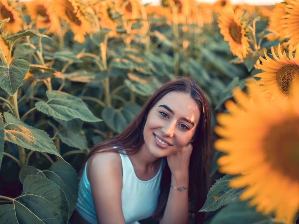 sunflower field portrait