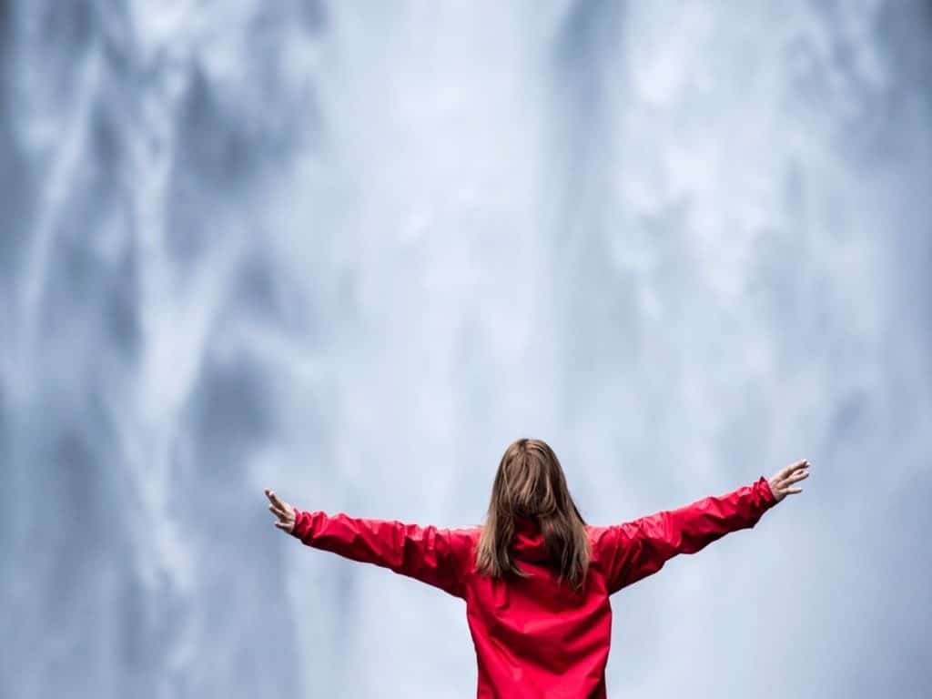 waterfall portrait